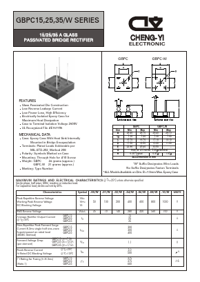 GBPC3510W Datasheet PDF CHENG-YI ELECTRONIC CO., LTD.