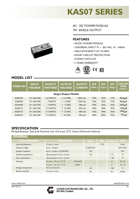 KAS0715 Datasheet PDF CHINFA ELECTRONICS
