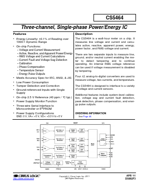 CS5464-ISZ Datasheet PDF Cirrus Logic