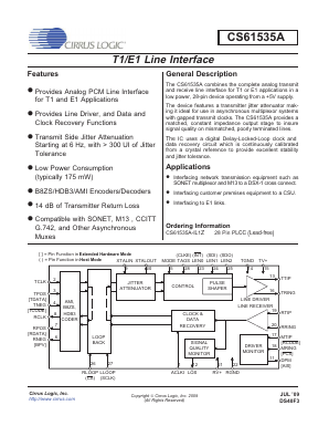 CS61535A Datasheet PDF Cirrus Logic