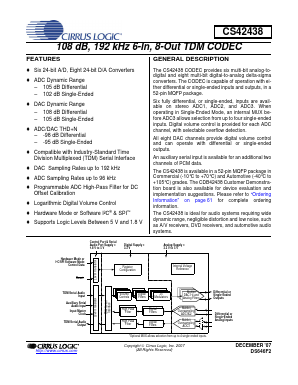CDB42438 Datasheet PDF Cirrus Logic