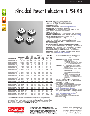LPS4018-102NRD Datasheet PDF Coilcraft Inc