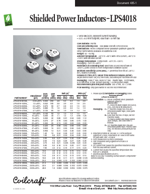 LPS4018-184ML Datasheet PDF Coilcraft Inc