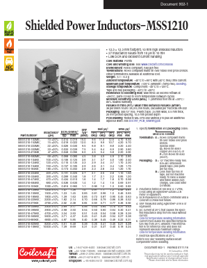 MSS1210-565KEB Datasheet PDF Coilcraft Inc