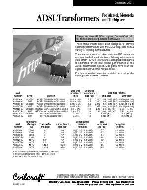 AS8578-A Datasheet PDF Coilcraft Inc