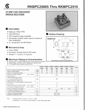 RKBPC25 Datasheet PDF Collmer Semiconductor