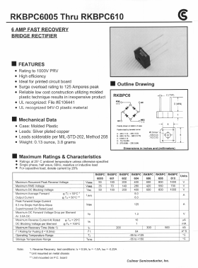 RKBPC6005 Datasheet PDF Collmer Semiconductor