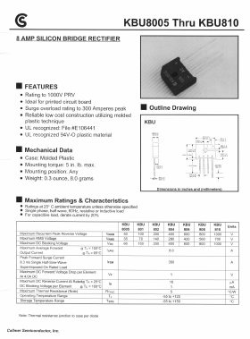 KBU801 Datasheet PDF Collmer Semiconductor