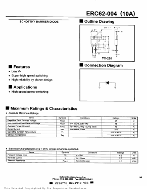 ERC62-004 Datasheet PDF Collmer Semiconductor