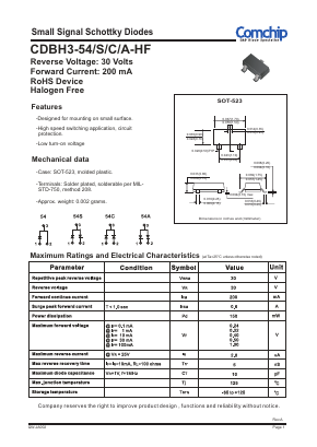 CDBH3-54-HF Datasheet PDF ComChip