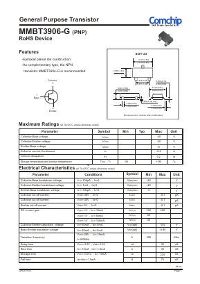 MMBT3906-G Datasheet PDF ComChip