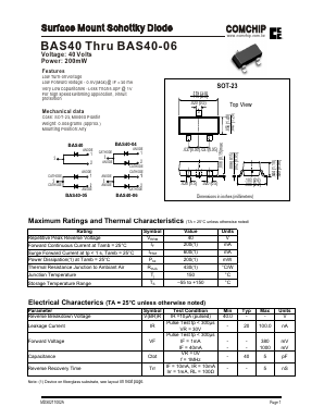 BAS40 Datasheet PDF ComChip