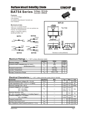 BAT54A Datasheet PDF ComChip