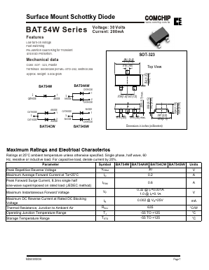 BAT54AW Datasheet PDF ComChip