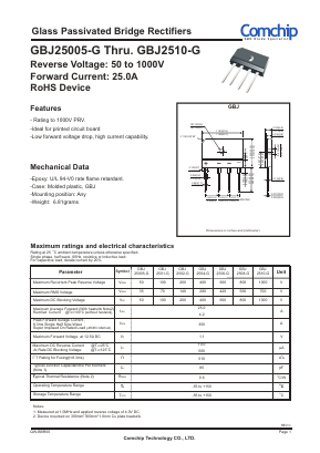 GBJ2508-G Datasheet PDF ComChip