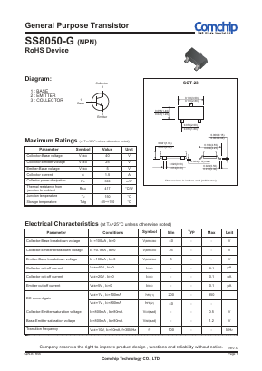 SS8050-G Datasheet PDF ComChip