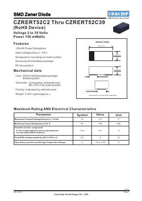 CZRERT52C39 Datasheet PDF ComChip