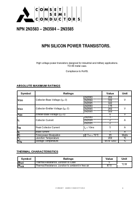 2N3585 Datasheet PDF Comset Semiconductors