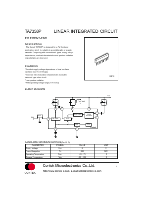 TA7358P Datasheet PDF Contek Microelectronics