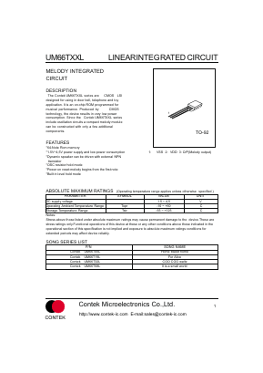 UM66T05L Datasheet PDF Contek Microelectronics
