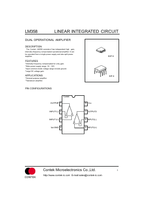 LM358 Datasheet PDF Contek Microelectronics