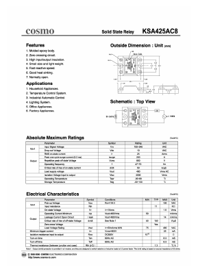 KSA425AC8 Datasheet PDF COSMO Electronics