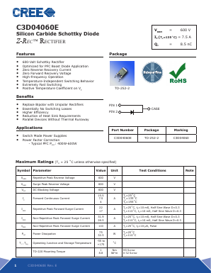 C3D04060E Datasheet PDF Cree, Inc
