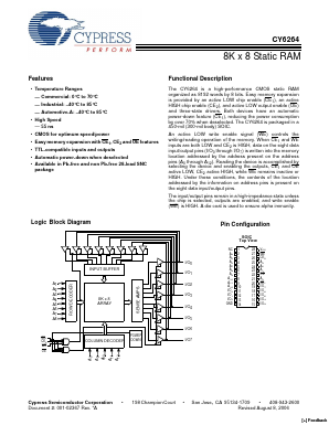 CY6264 Datasheet PDF Cypress Semiconductor