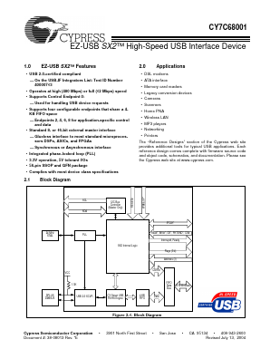 CY7C68001-56PVC Datasheet PDF Cypress Semiconductor