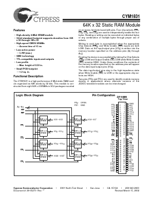 CYM1831PZ-45C Datasheet PDF Cypress Semiconductor