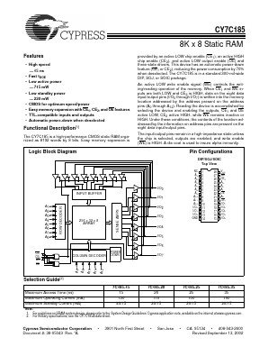 7C185-25 Datasheet PDF Cypress Semiconductor