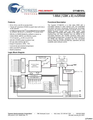 CY14B101L-SP25XCT Datasheet PDF Cypress Semiconductor