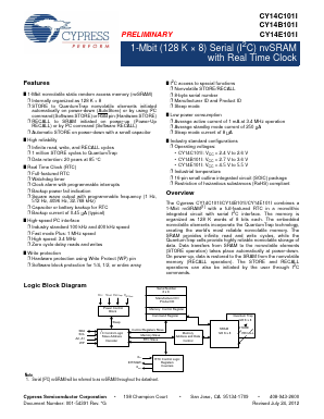 CY14B101I-SFXI Datasheet PDF Cypress Semiconductor