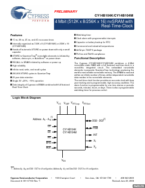 CY14B104K Datasheet PDF Cypress Semiconductor
