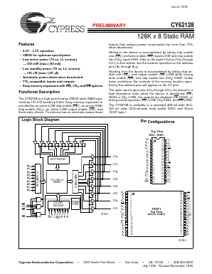 CY62128-55ZC Datasheet PDF Cypress Semiconductor