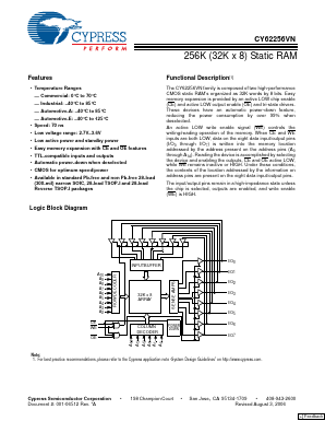 CY62256VN Datasheet PDF Cypress Semiconductor