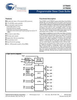 CY7B992-5 Datasheet PDF Cypress Semiconductor