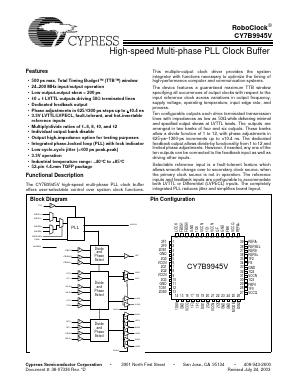 CY7B9945V-2AI Datasheet PDF Cypress Semiconductor