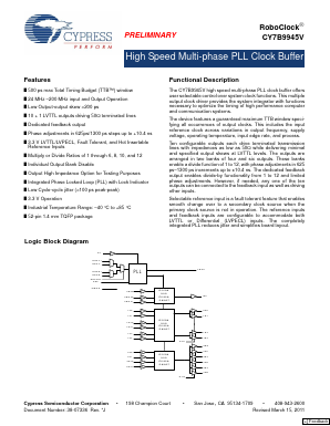 CY7B9945V-2AXI Datasheet PDF Cypress Semiconductor