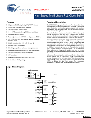 CY7B9945V-5AXCT Datasheet PDF Cypress Semiconductor