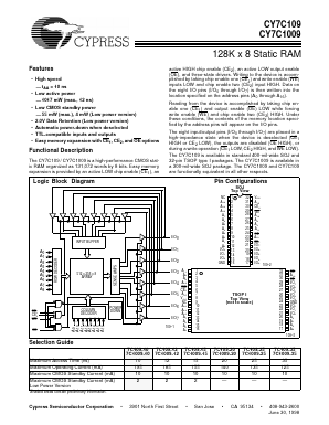 CY7C1009-25 Datasheet PDF Cypress Semiconductor