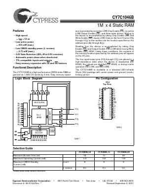 CY7C1046B-15VC Datasheet PDF Cypress Semiconductor
