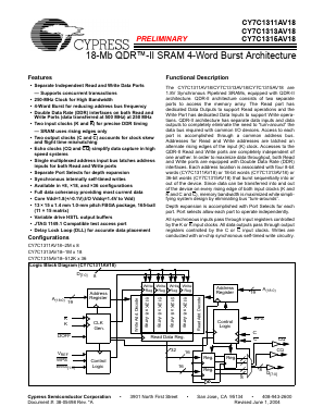 CY7C1313AV18 Datasheet PDF Cypress Semiconductor