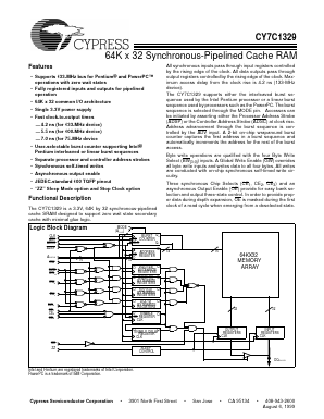 CY7C1329-75AC Datasheet PDF Cypress Semiconductor