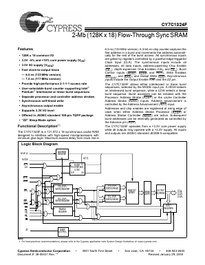 CY7C1324F-133AC Datasheet PDF Cypress Semiconductor