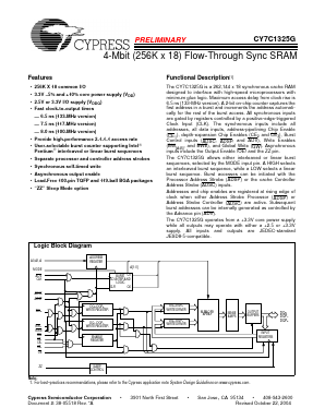 CY7C1325G-133BGXI Datasheet PDF Cypress Semiconductor