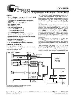 CY7C1327B-133AC Datasheet PDF Cypress Semiconductor