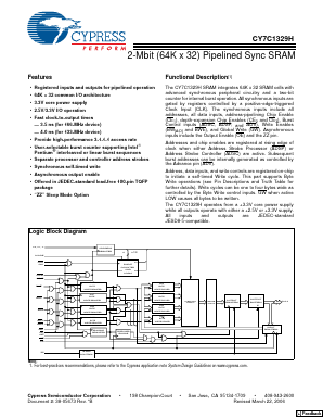 CY7C1329H-133AXI Datasheet PDF Cypress Semiconductor