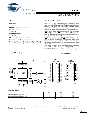 CY7C187 Datasheet PDF Cypress Semiconductor