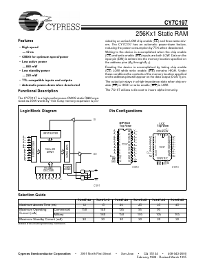 CY7C197-15PC Datasheet PDF Cypress Semiconductor